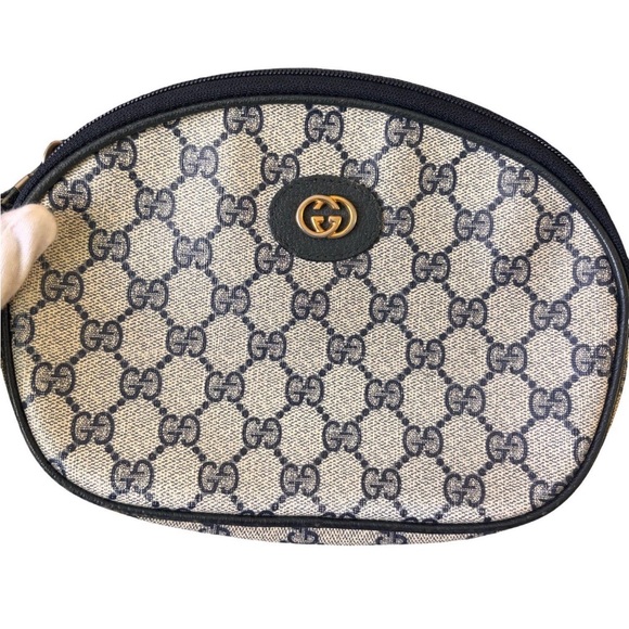 💯Gucci Blue and Beige Crossbody Bag with Gold Accents Rare - Picture 3 of 12
